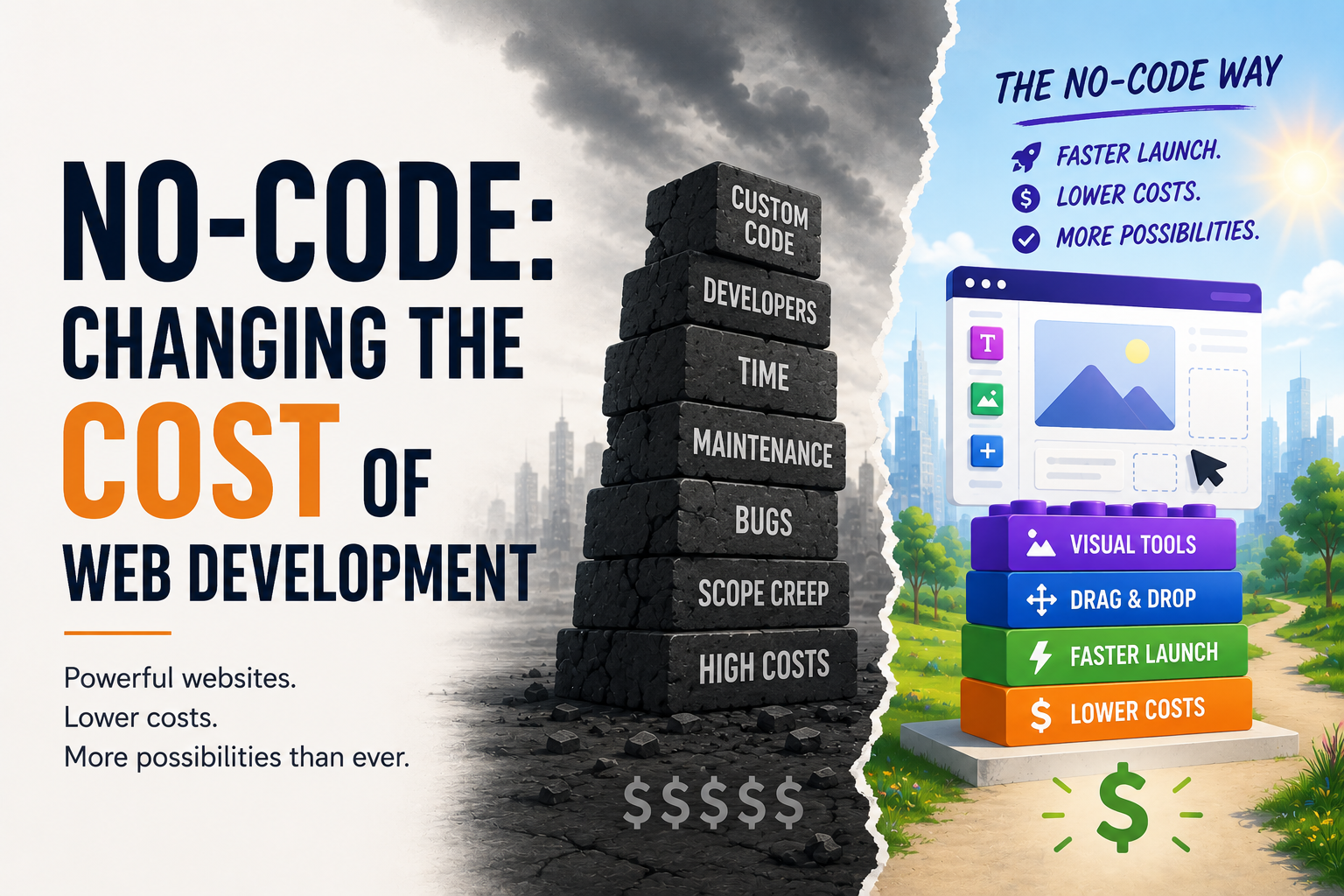 No-code Changing the Cost of Web Development
