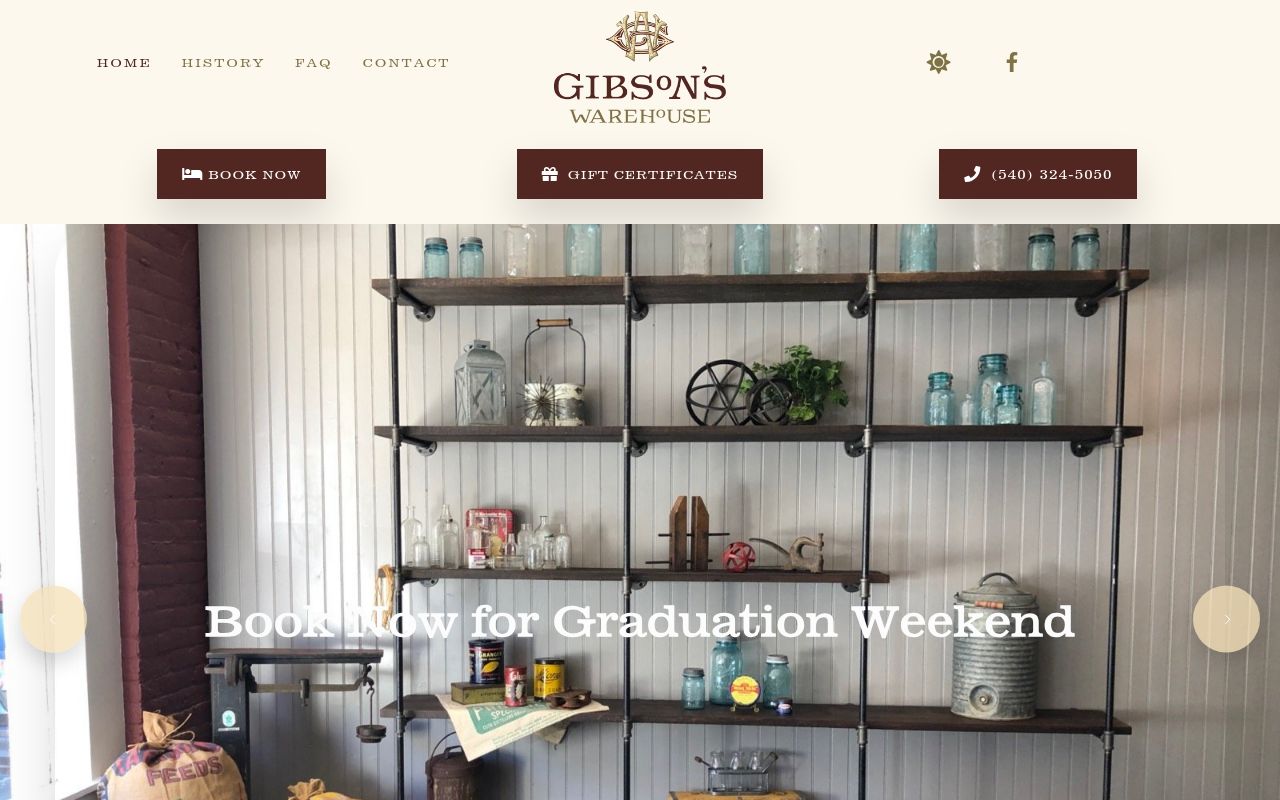 Gibson's Warehouse homepage